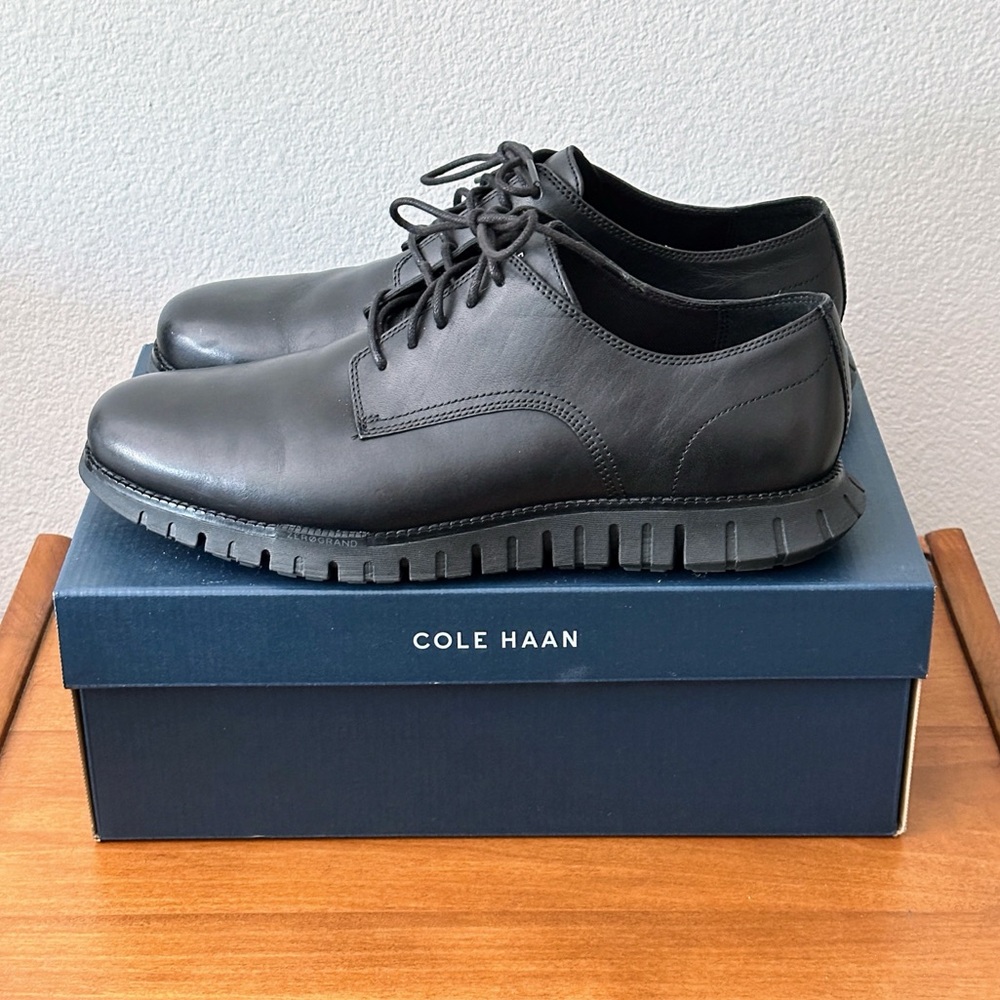 Cole Haan Men's ZERØGRAND Remastered Black Leather Plain Toe Oxfords Size 12 M